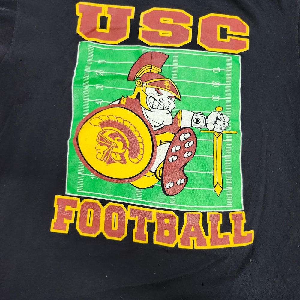 USC Trojans Football Graphic T-Shirt Black Mens Large Double Sided Mascot Tee - Picture 2 of 7